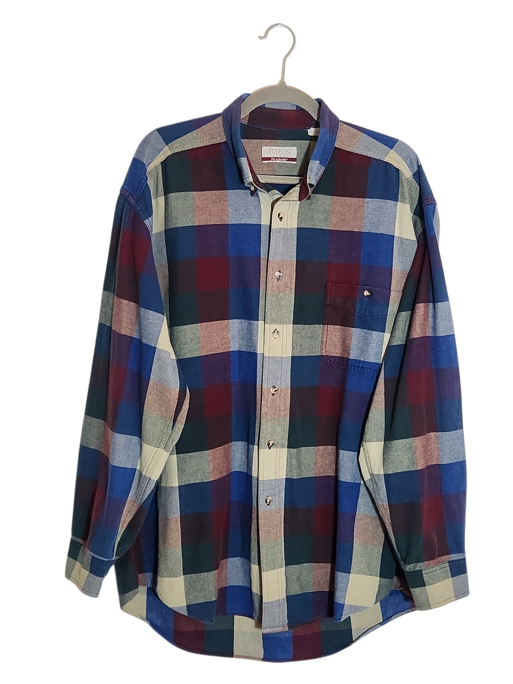 Joe's Casual by Jos A. Bank Blue Plaid Button Down Shirt Size Large